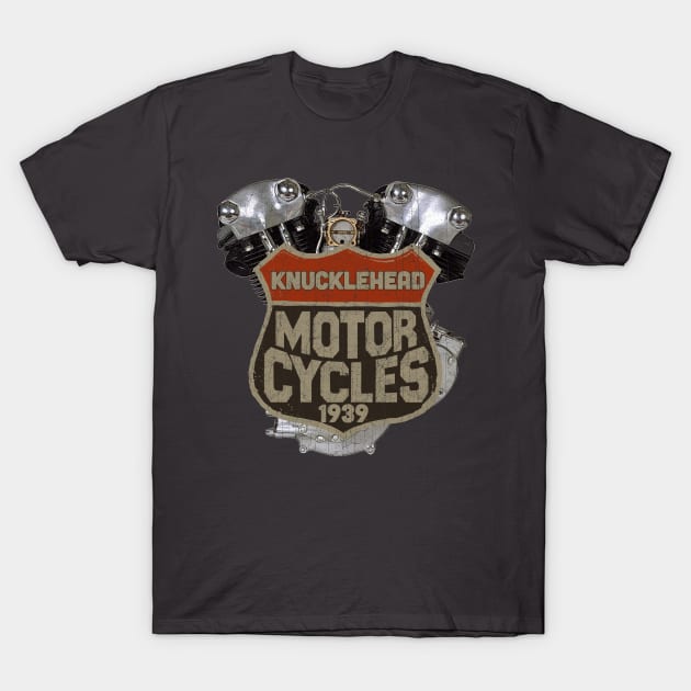 1939 Kuncklehead VTwin Motorcycle Old School VTwin Biker T-Shirt by The Dirty Gringo